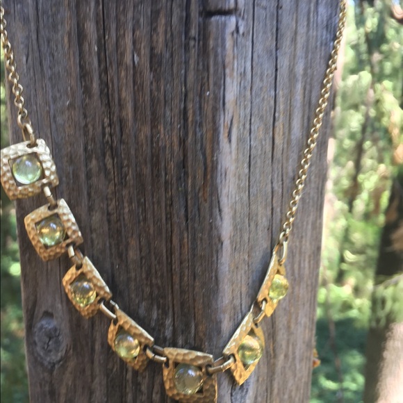 Vintage necklace and bracelet in green and gold flapper girl style - Picture 5 of 10